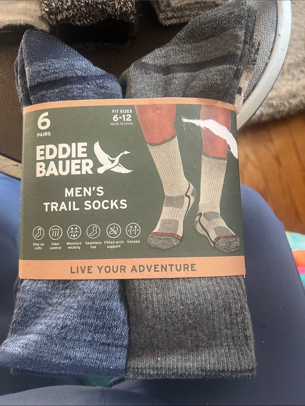 Eddie Bauer Men's Trail Socks - blue Light Gray & Charcoal (6-Pack) - Picture 1 of 6